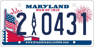 MD license plate 2AX0431