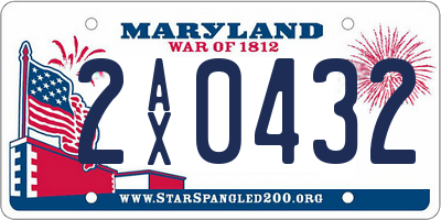 MD license plate 2AX0432