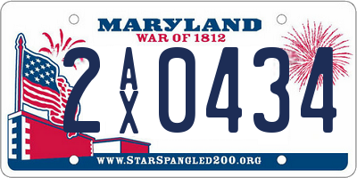 MD license plate 2AX0434