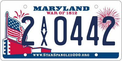 MD license plate 2AX0442