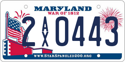 MD license plate 2AX0443