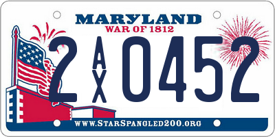 MD license plate 2AX0452