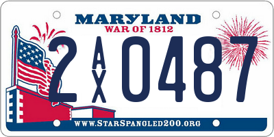 MD license plate 2AX0487