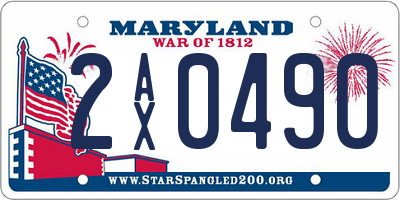 MD license plate 2AX0490