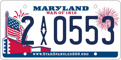 MD license plate 2AX0553