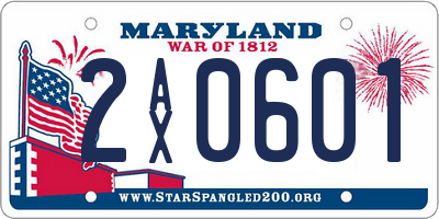 MD license plate 2AX0601