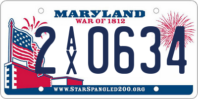 MD license plate 2AX0634