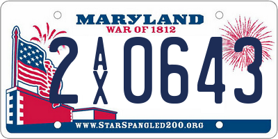 MD license plate 2AX0643