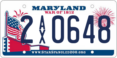 MD license plate 2AX0648