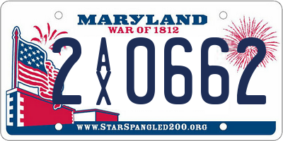 MD license plate 2AX0662