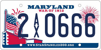MD license plate 2AX0666