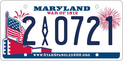MD license plate 2AX0721