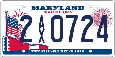 MD license plate 2AX0724
