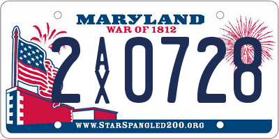 MD license plate 2AX0728