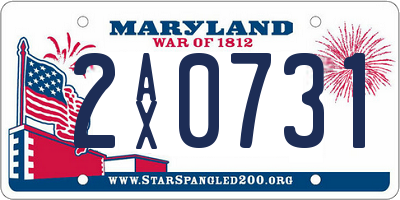 MD license plate 2AX0731