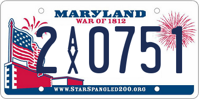 MD license plate 2AX0751
