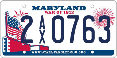 MD license plate 2AX0763