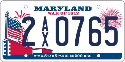 MD license plate 2AX0765