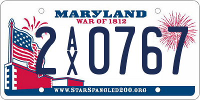 MD license plate 2AX0767
