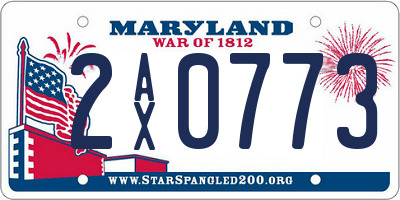 MD license plate 2AX0773