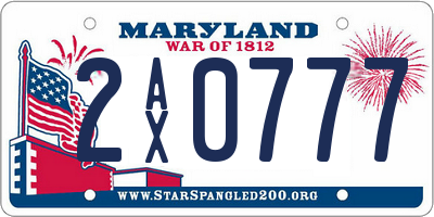 MD license plate 2AX0777