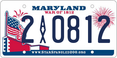 MD license plate 2AX0812