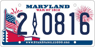 MD license plate 2AX0816