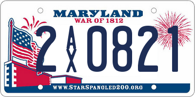 MD license plate 2AX0821
