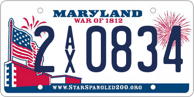 MD license plate 2AX0834