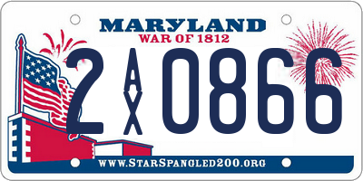 MD license plate 2AX0866