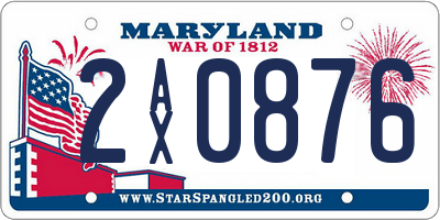 MD license plate 2AX0876