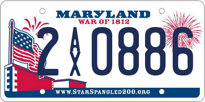 MD license plate 2AX0886