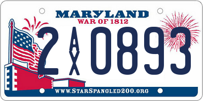 MD license plate 2AX0893
