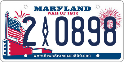 MD license plate 2AX0898