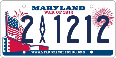 MD license plate 2AX1212