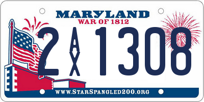 MD license plate 2AX1308