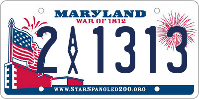 MD license plate 2AX1313