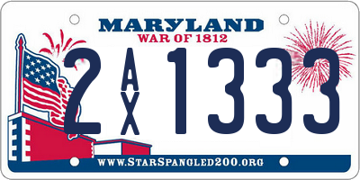 MD license plate 2AX1333