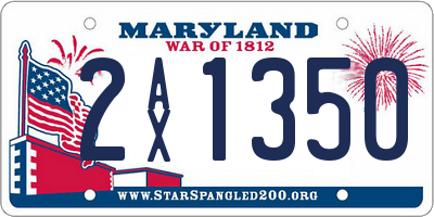 MD license plate 2AX1350
