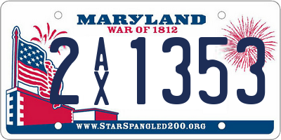MD license plate 2AX1353