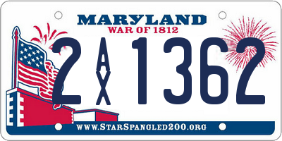 MD license plate 2AX1362