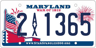 MD license plate 2AX1365