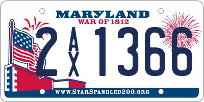 MD license plate 2AX1366