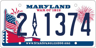MD license plate 2AX1374