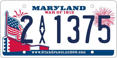 MD license plate 2AX1375