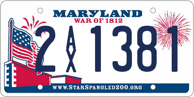 MD license plate 2AX1381