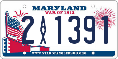 MD license plate 2AX1391