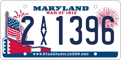 MD license plate 2AX1396
