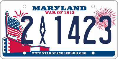 MD license plate 2AX1423