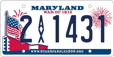 MD license plate 2AX1431